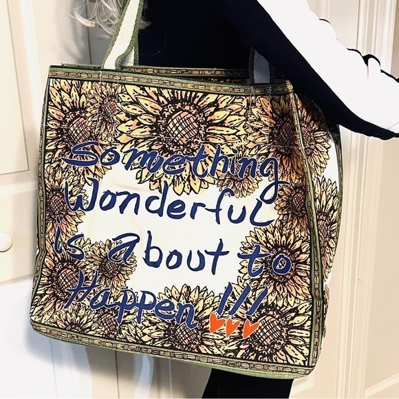 BRIGHTON Something Wonderful Sunflower LOVE Tote Bag - Picture 9 of 15